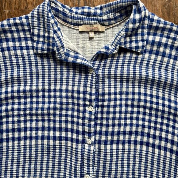 Casa Cabana Womens Gauze Button Up Shirt Size XL Blue White Gingham 100% Cotton - Picture 3 of 10